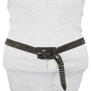 RALPH LAUREN RL67 diamante black crystal rhinestone link bling belt Size M NEW
